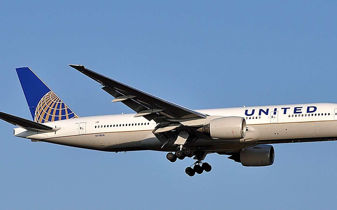 International aircraft at sunset